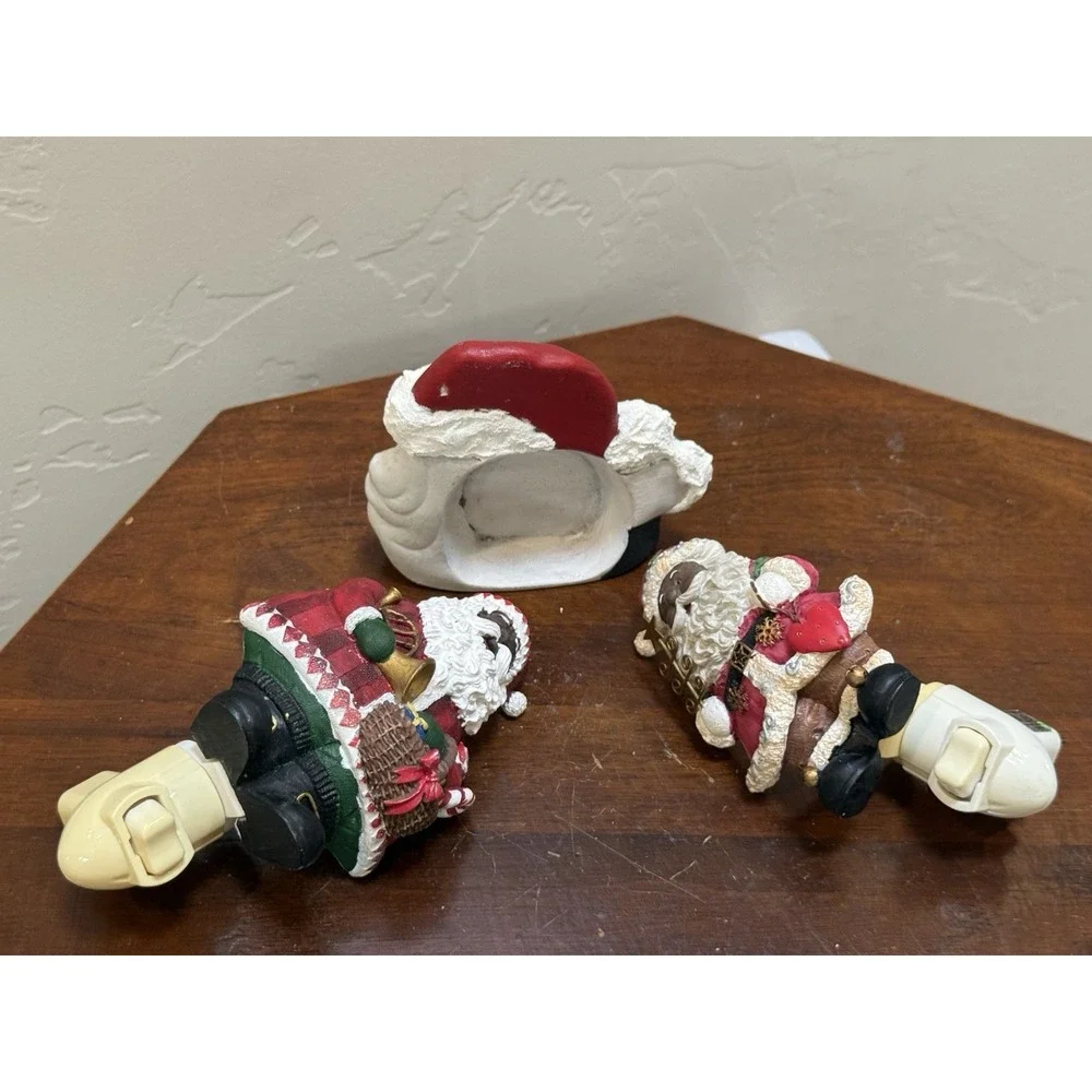 Vintage African American Black Santa Claus Plug In Night Light Lot of 3 WORKING